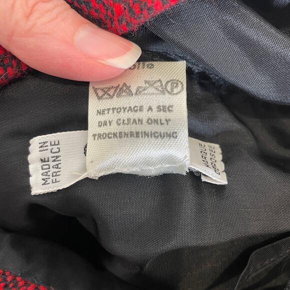 Celine Vintage Tweed Skirt Red Made in France 100% Wool Straight Midi 36 2 / 4 - Picture 5 of 6